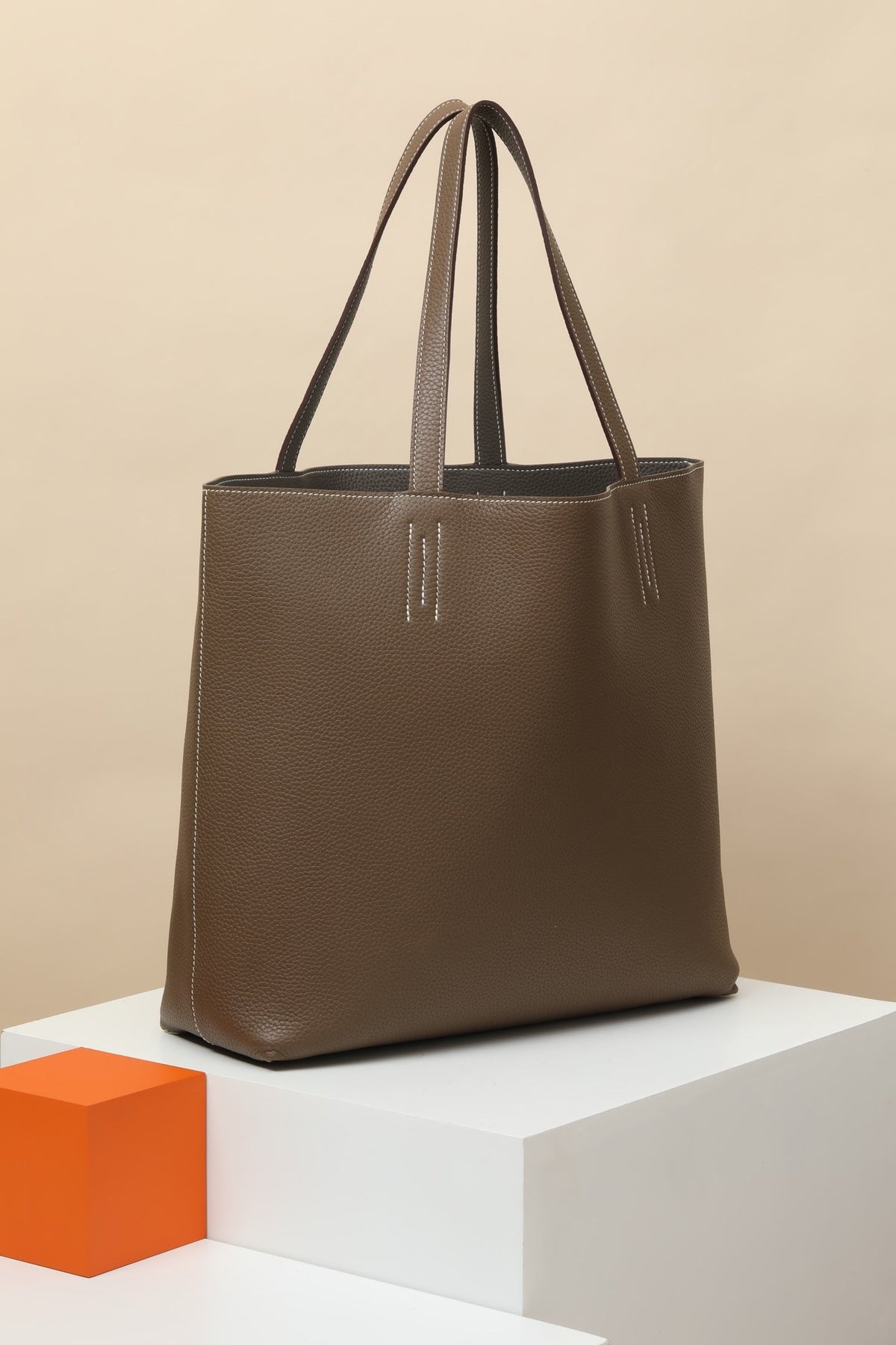 High-end Hermes 2026 Double Sens Tote Bag 35cm Clemence Leather