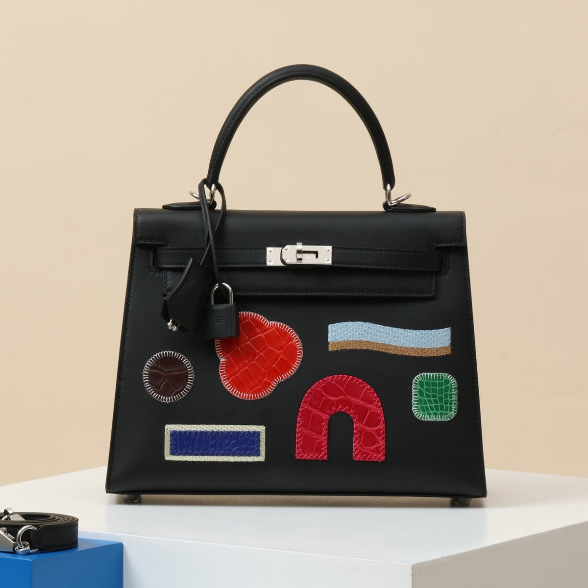 High-end Hermes 2026 Sellier Broderie Collage Kelly Bag 25cm Epsom Calfskin