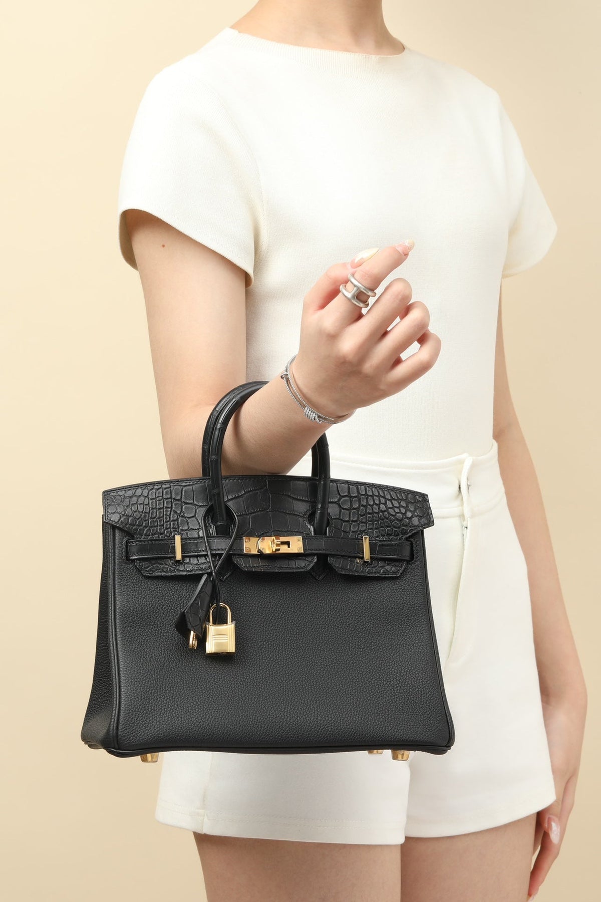 High-end Hermes 2026 Birkin Bag 25cm Togo And Crocodile Leather