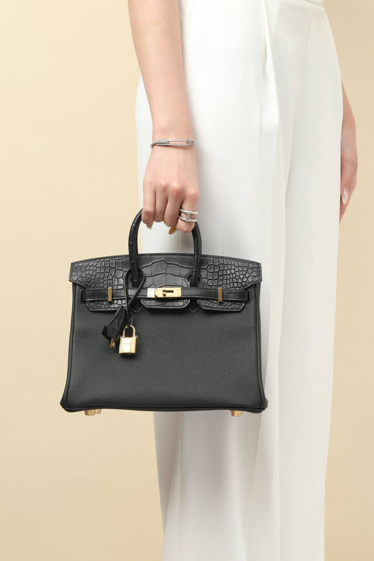 High-end Hermes 2026 Birkin Bag 25cm Togo And Crocodile Leather
