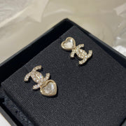 CC Asymmetrical Heart Gold Diamond Earrings