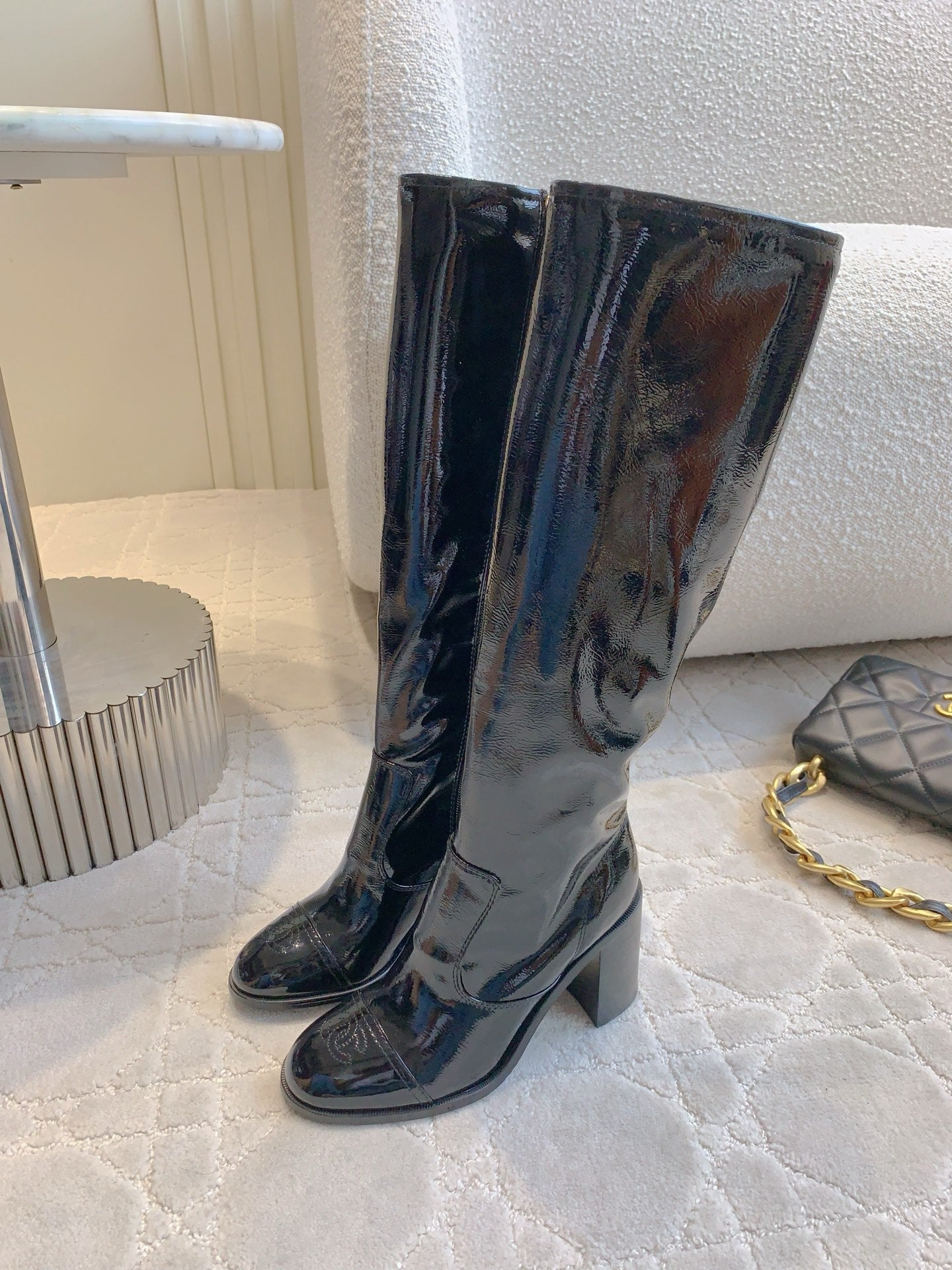 CC 25 Heeled Long Boot Black Patent Leather 516683