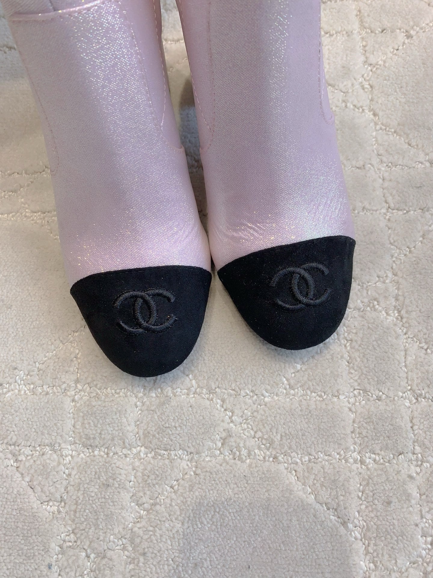 CC 25 Short Boot Pink Black Fabric Sheepskin 516639