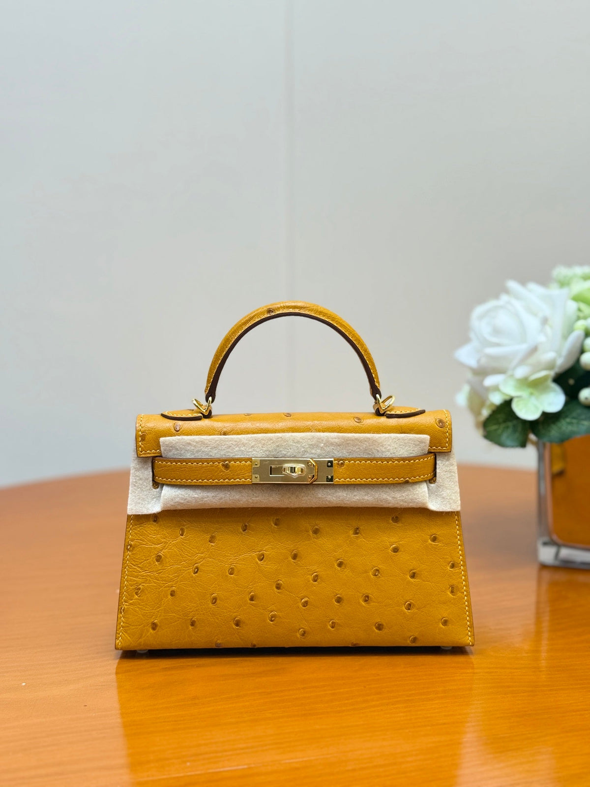 Hermes 2026 Mini Kelly Bag 19cm Ostrich Leather 284449
