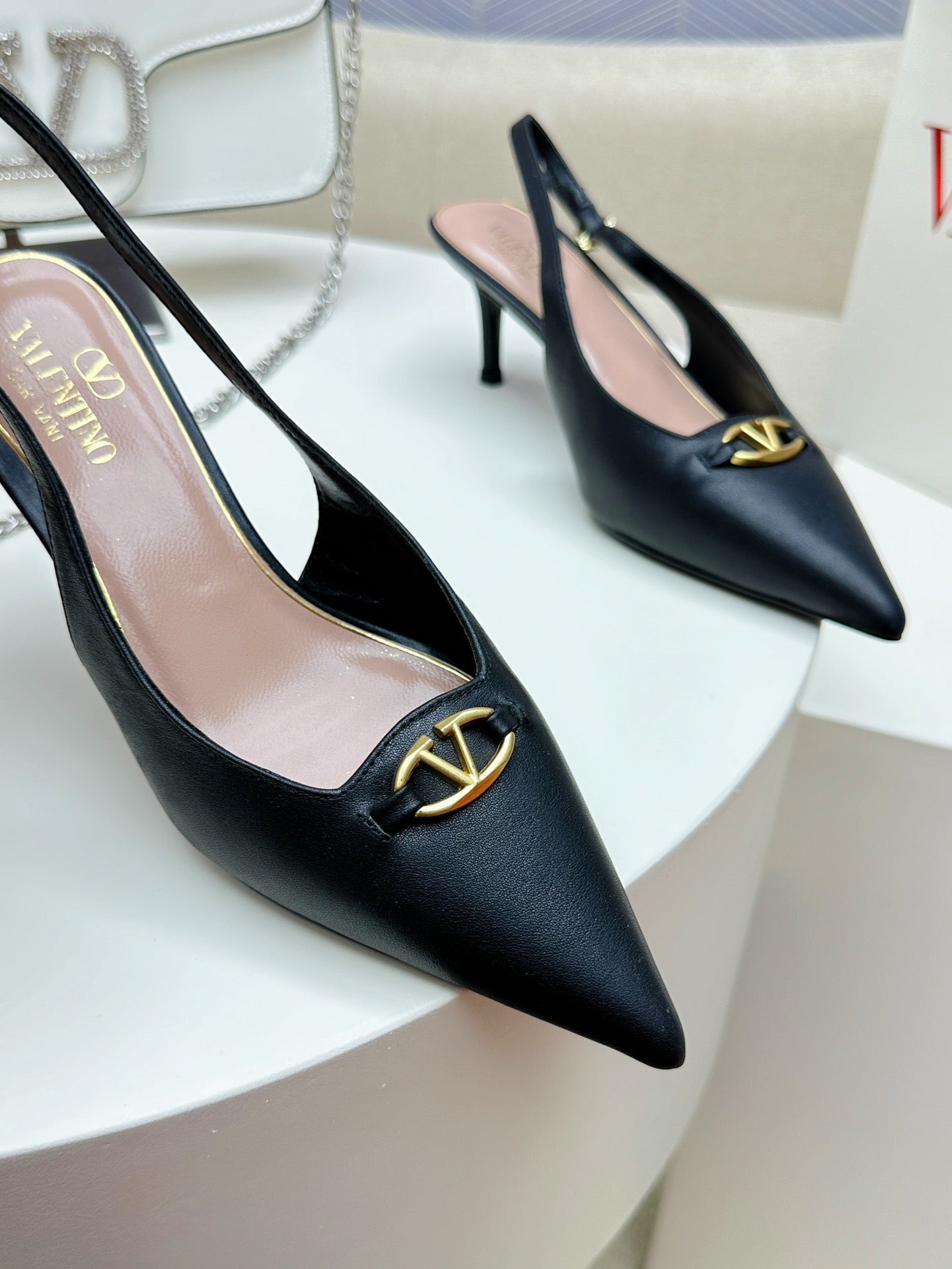 HIGH SLINGBACK 60MM IN BLACK CALFSKIN