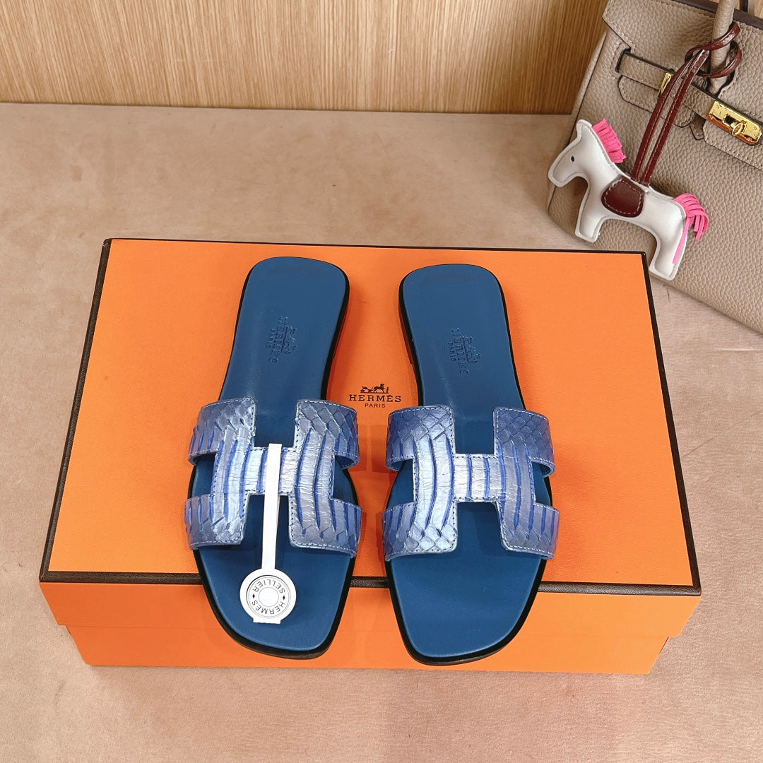 HM Oran Sandals Blue Calfskin 312780