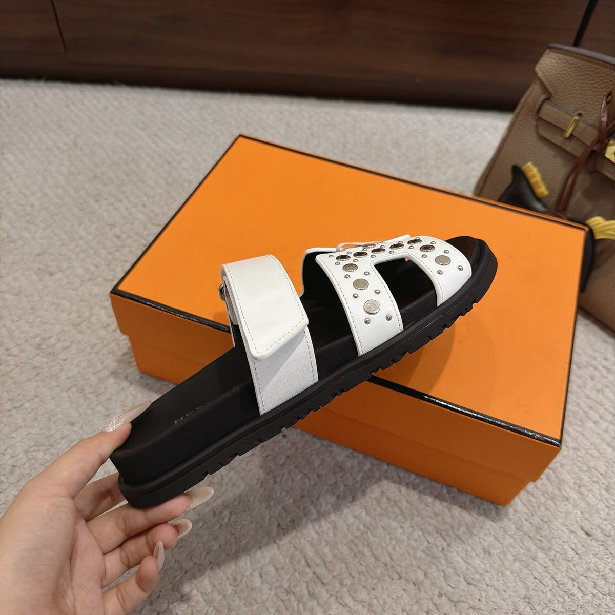 Hermes 2026 Chypre Sandal With Clou de Selle Details Calfskin 960069