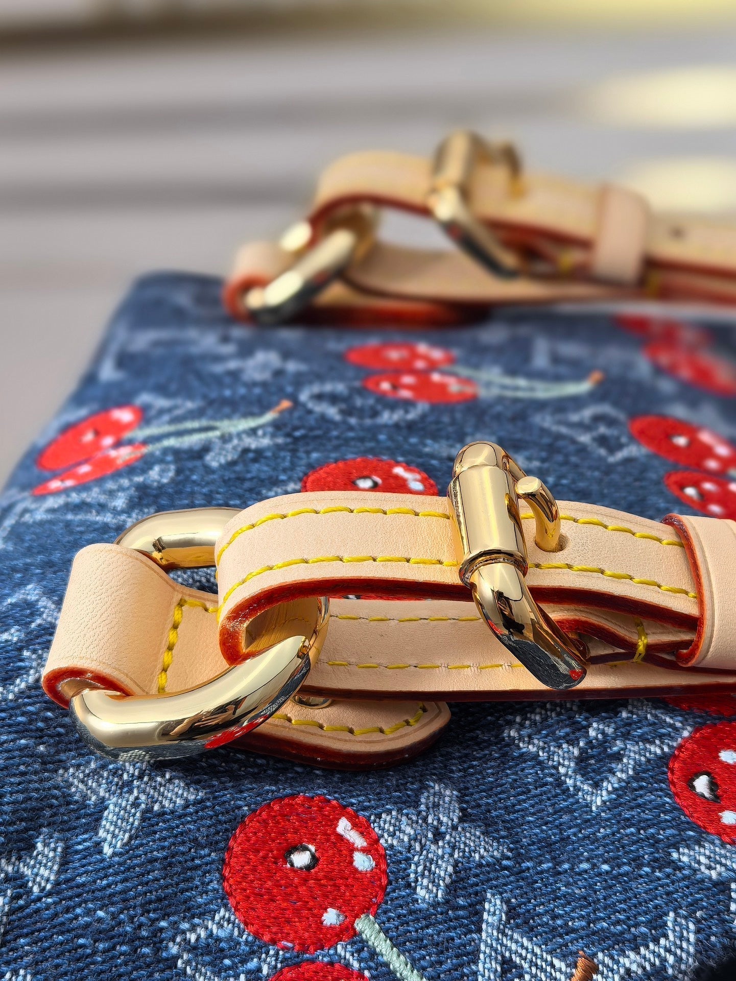 LV X TM VENICE NM Backpack Blue Cherry Denim Cowhide 256276