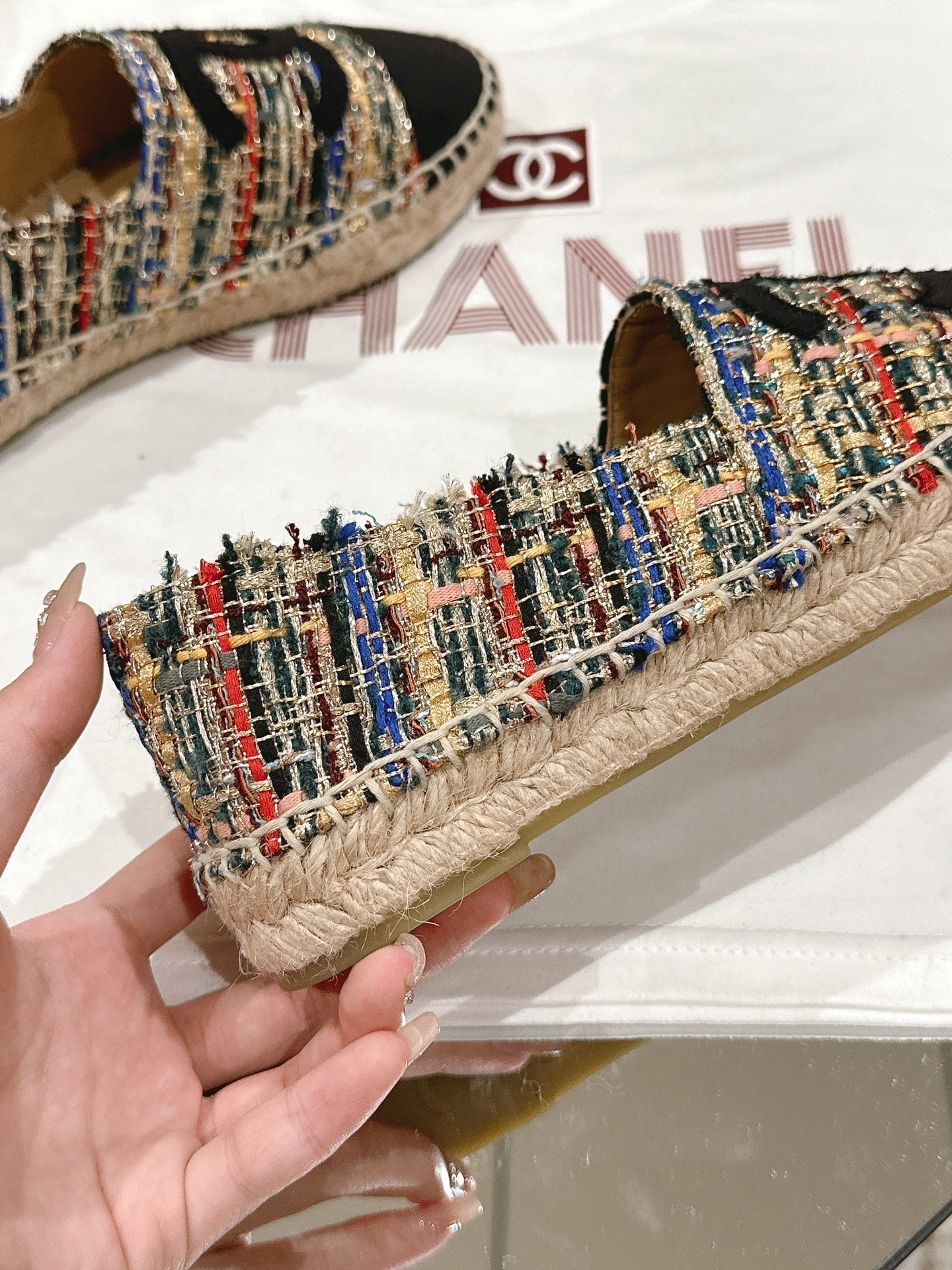 espadrilles multicolor tweed black canvas