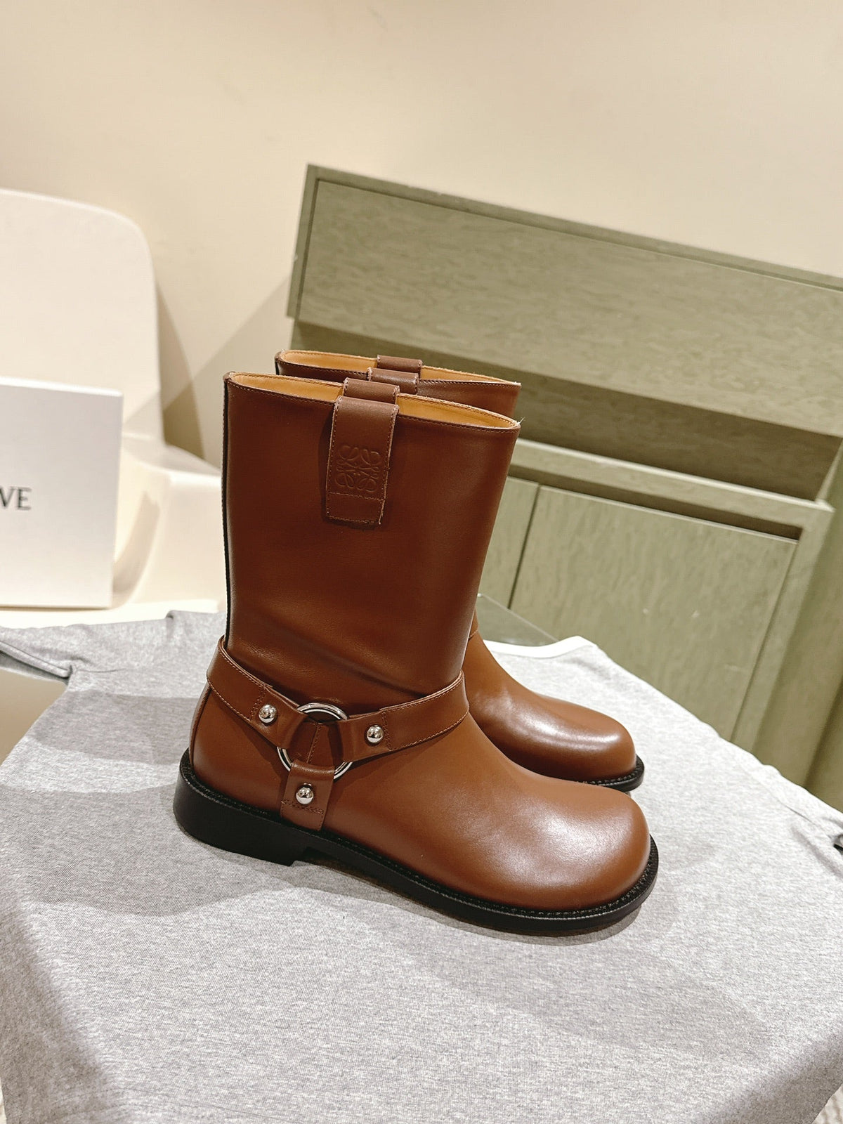 Loewe 2026 Campo Biker Boots Patent Leather 654244
