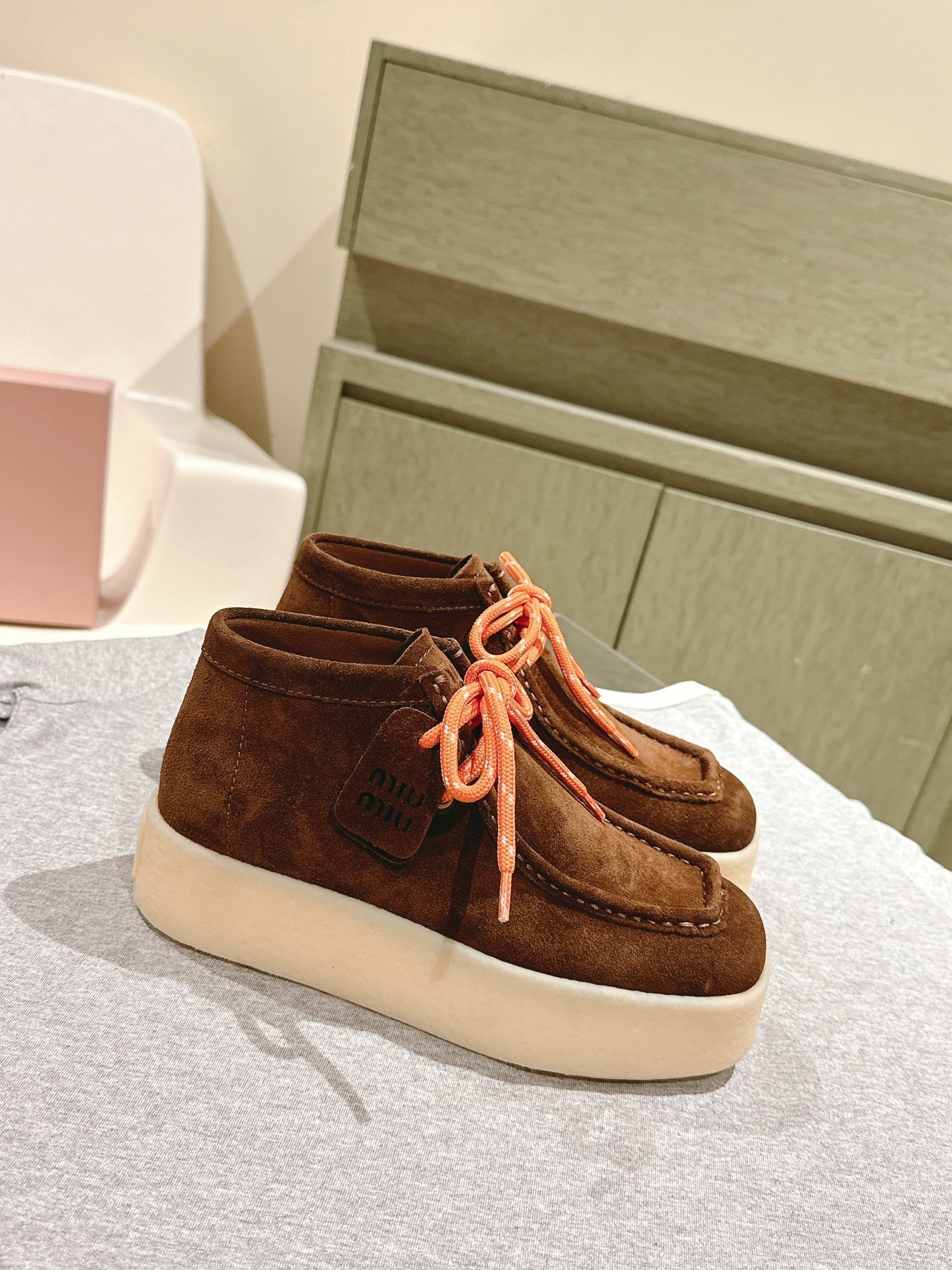 Miu Ankle Boots Caramel Suede