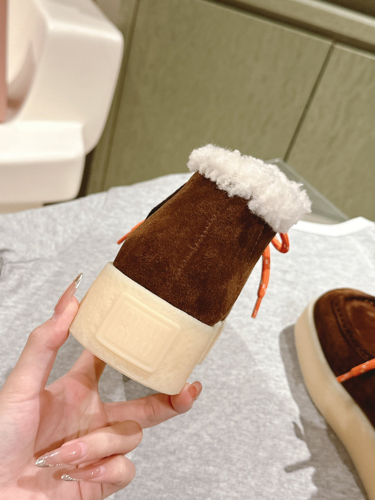 Miu Ankle Boots Caramel Fleece Lining Suede