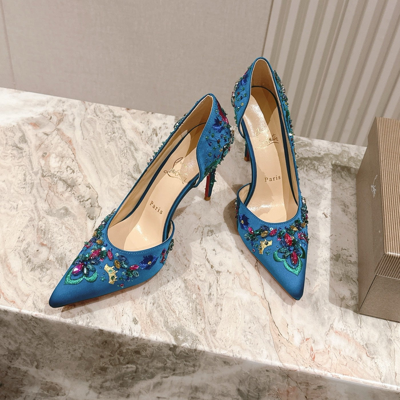 CL 25 Embellished Pumps Blue Imported Original Special 346311