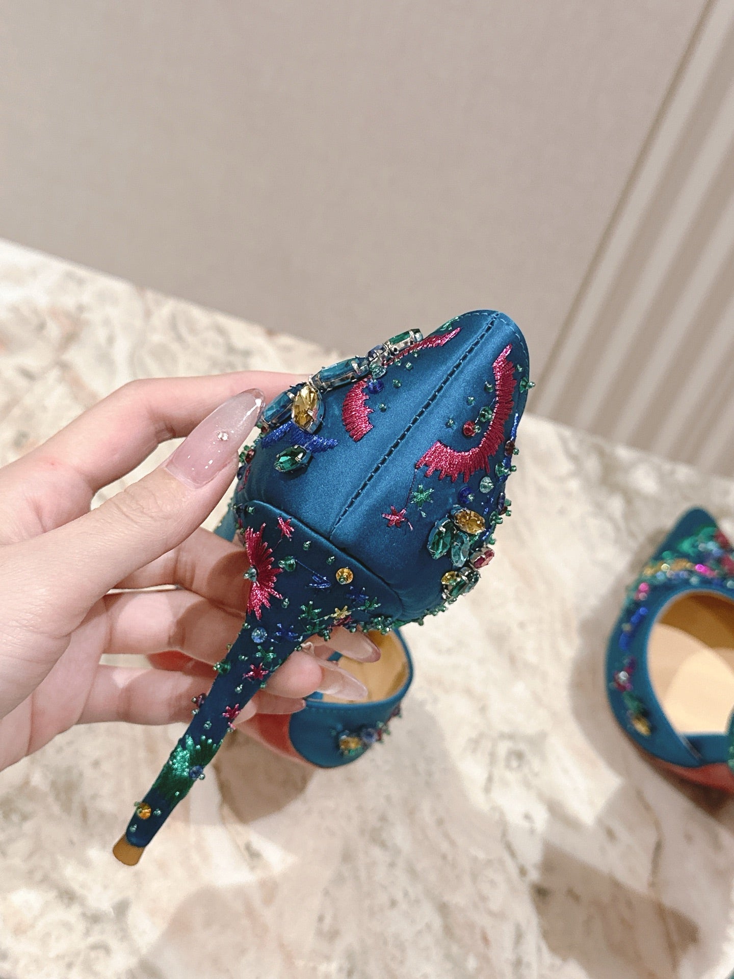 CL 25 Embellished Pumps Blue Imported Original Special 346311