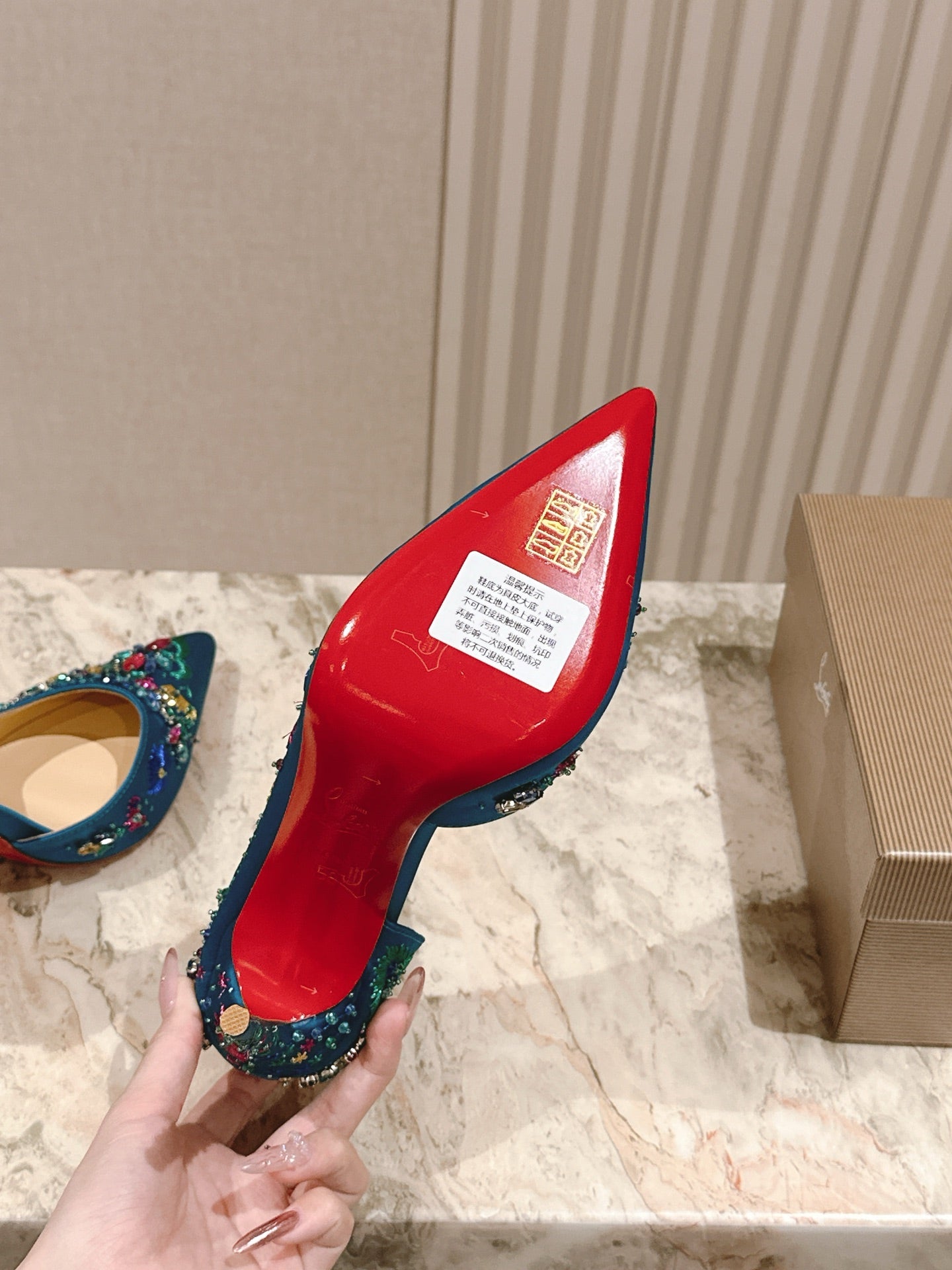 CL 25 Embellished Pumps Blue Imported Original Special 346311