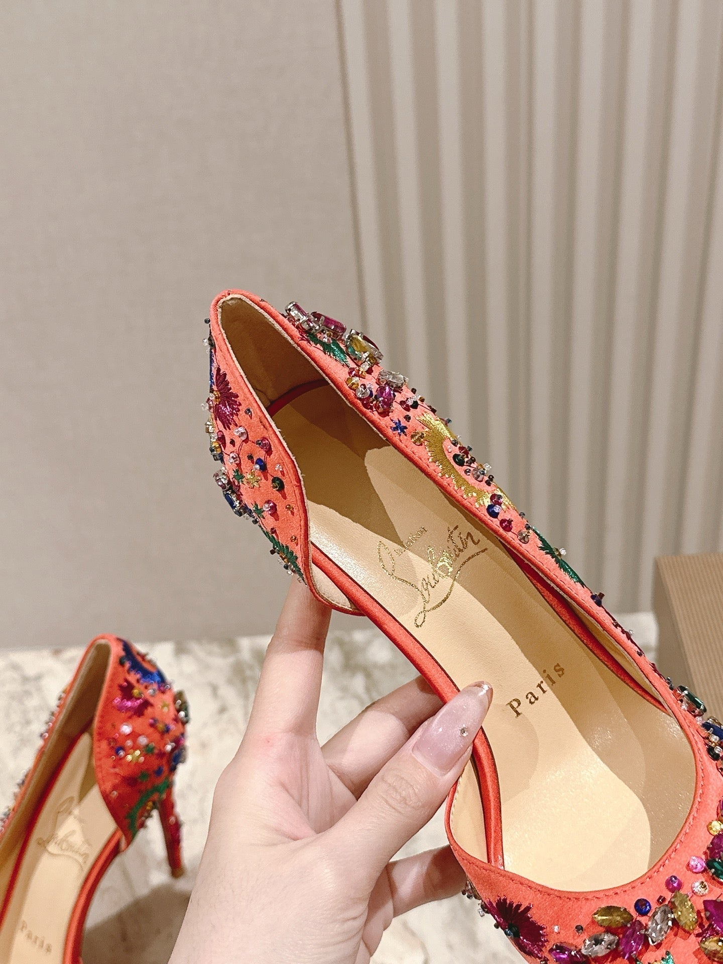 CL 25 Embellished Pumps Red Imported Original Special 346314