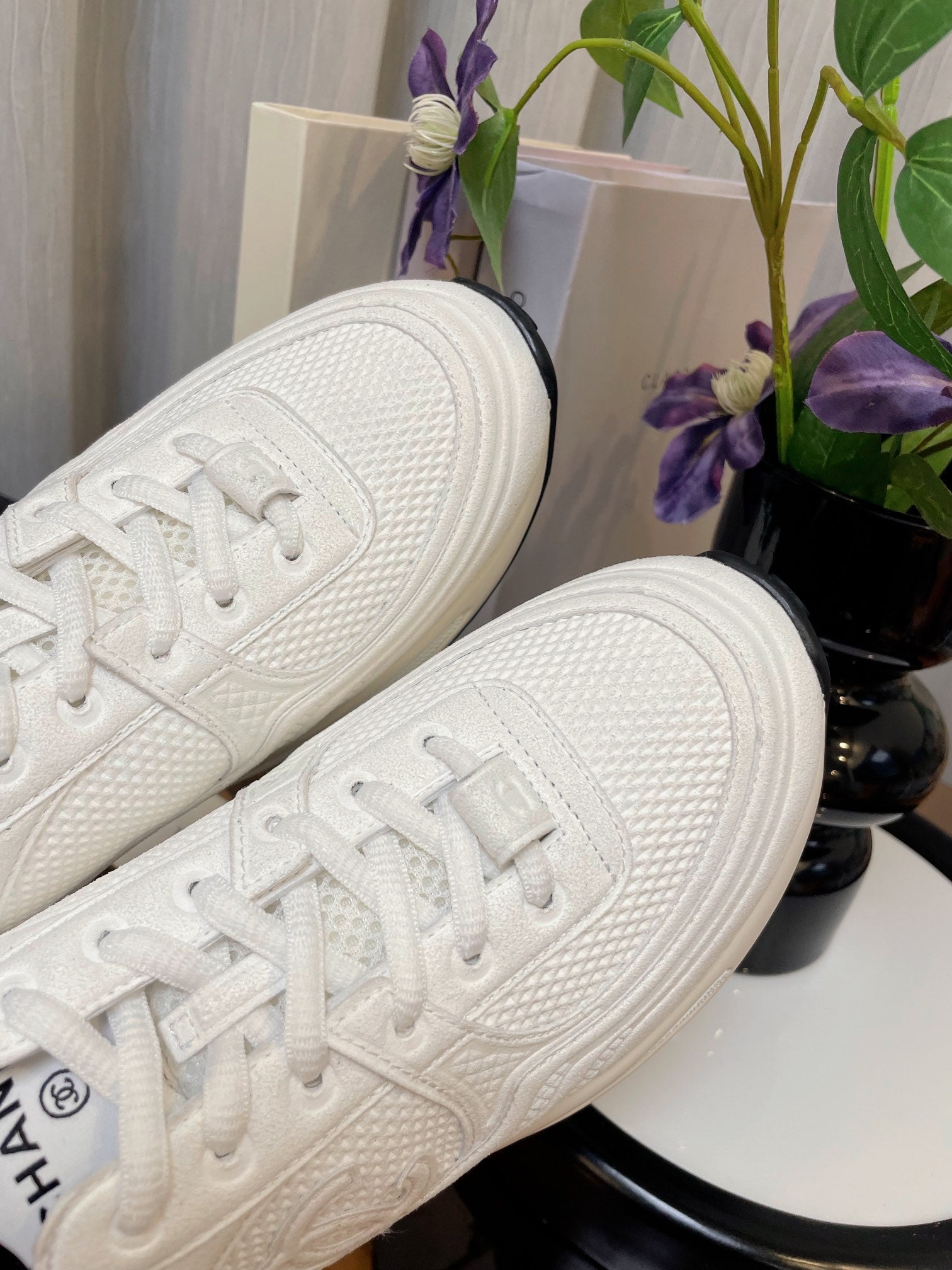 cc classic sneaker white fabric calfskin