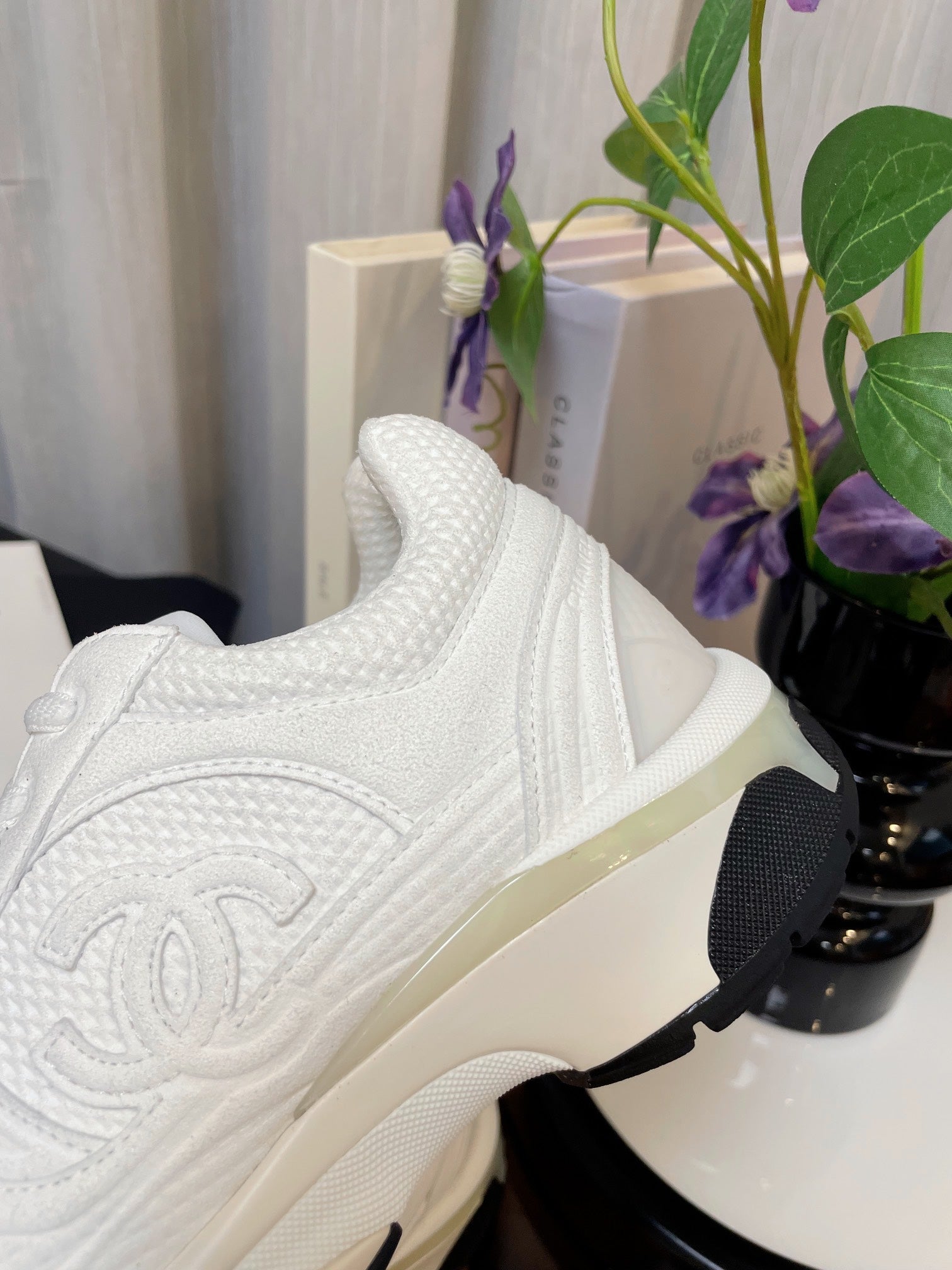 cc classic sneaker white fabric calfskin