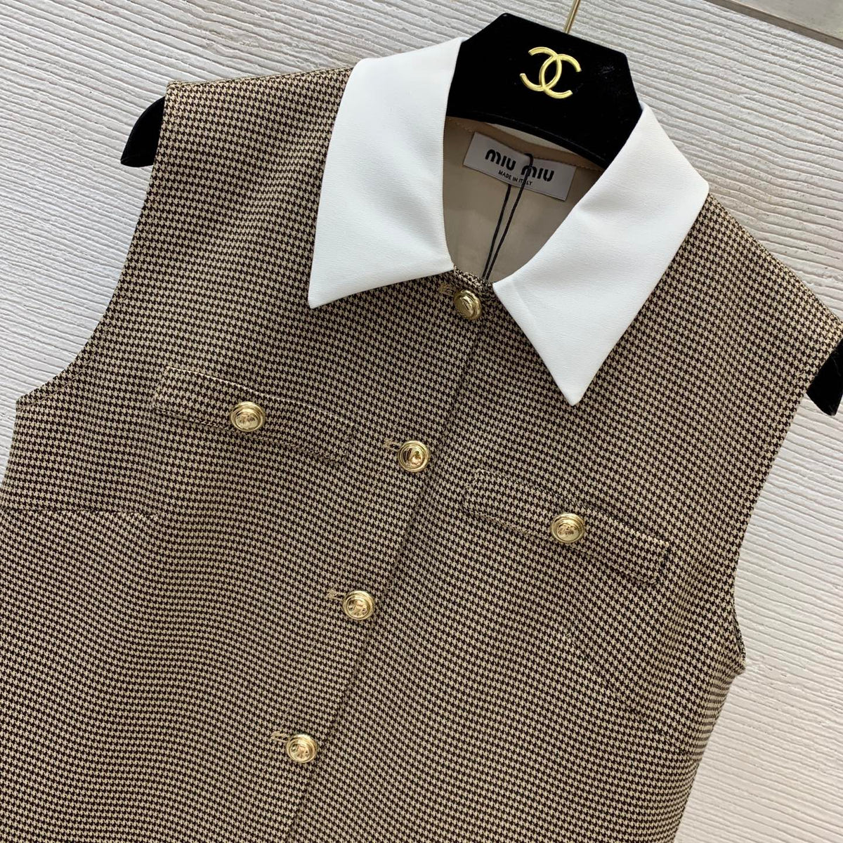 Miumiu 2026 Polo Mini Dress Beige Wool Blend Fabric 420341