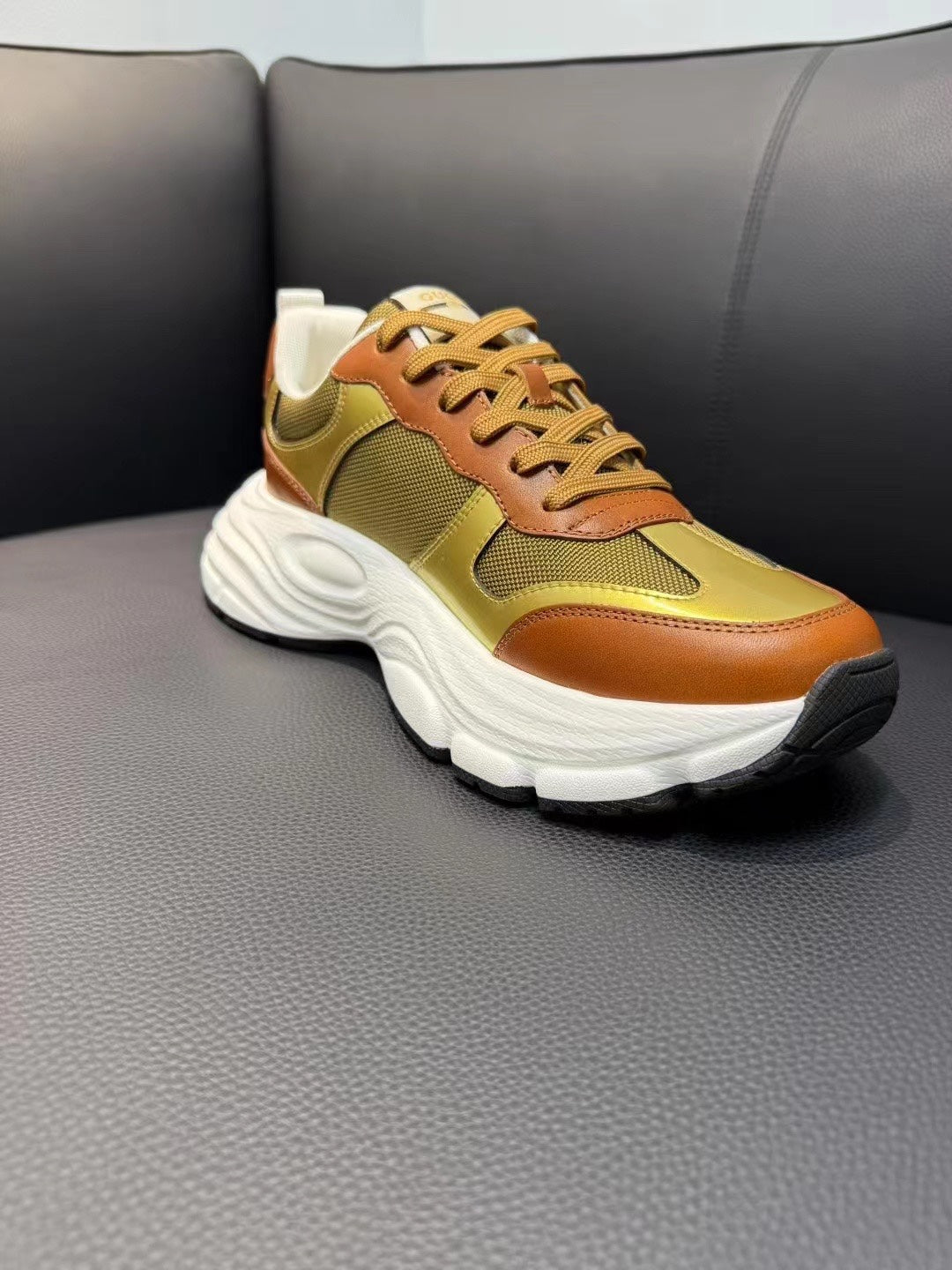 GG Men's Sneaker Brown Gold Mesh Suede 751839