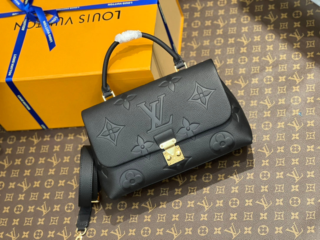 madeleine 30 black grained embossed calfskin