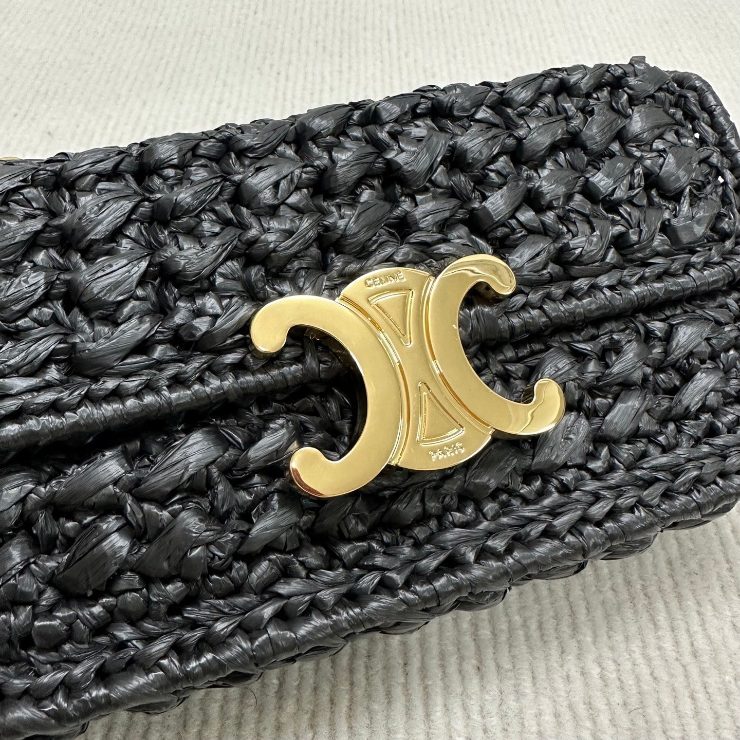Celin Triomphe 20cm Black Raffia