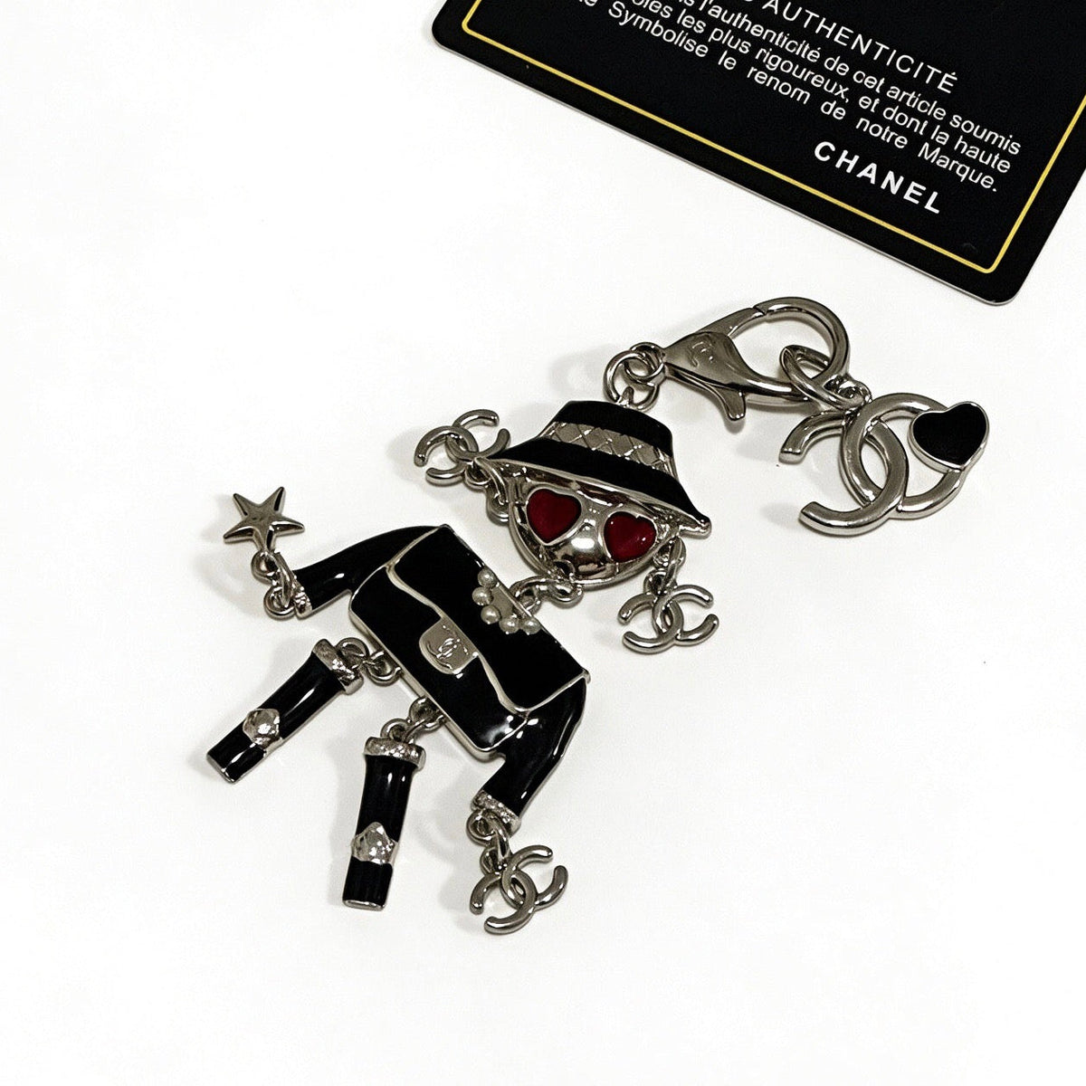 Chanel Black Silver Doll Charm