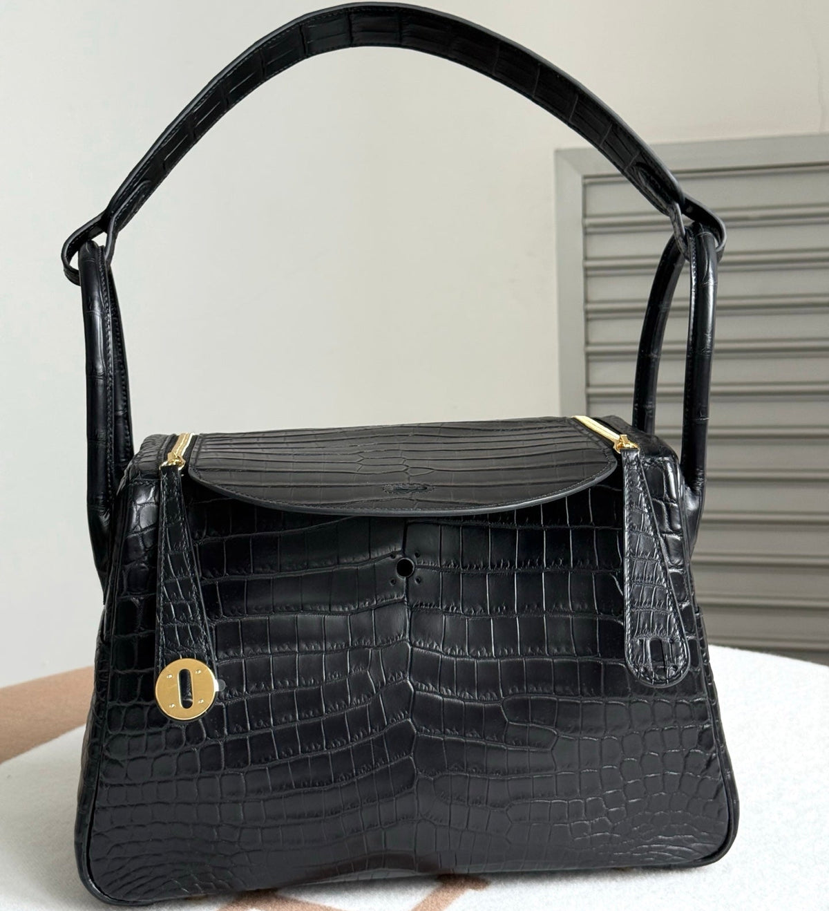 High-end Hermes 2026 Lindy 30cm Black Crocodile Leather