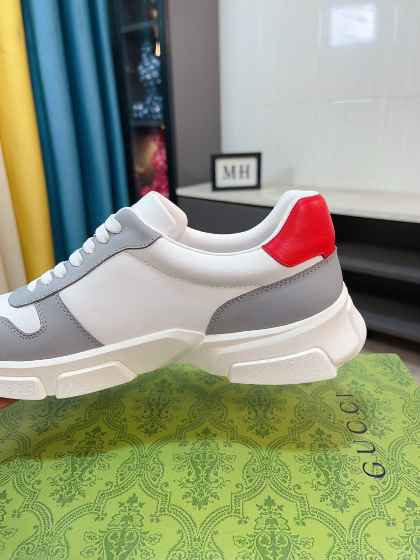 GG Men's ACE Sneaker White Grey Calfskin 523321