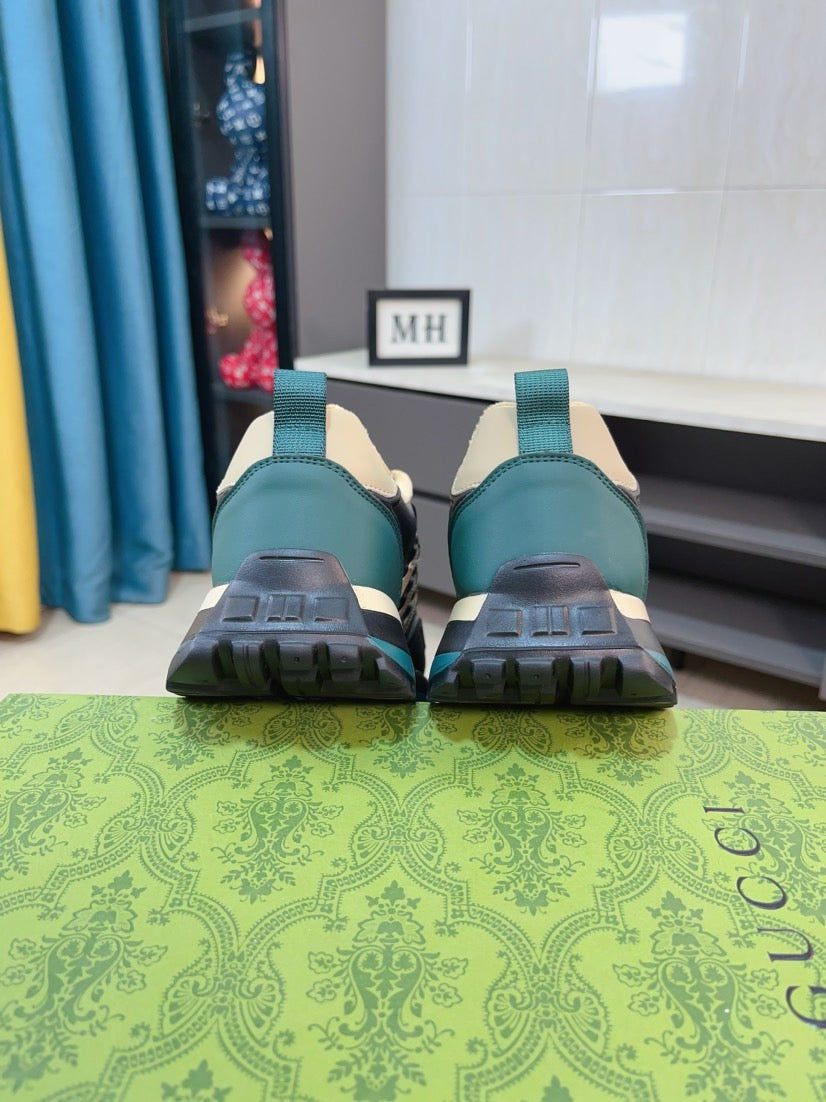 GG Men's Sneaker Black Beige Cowhide 523394