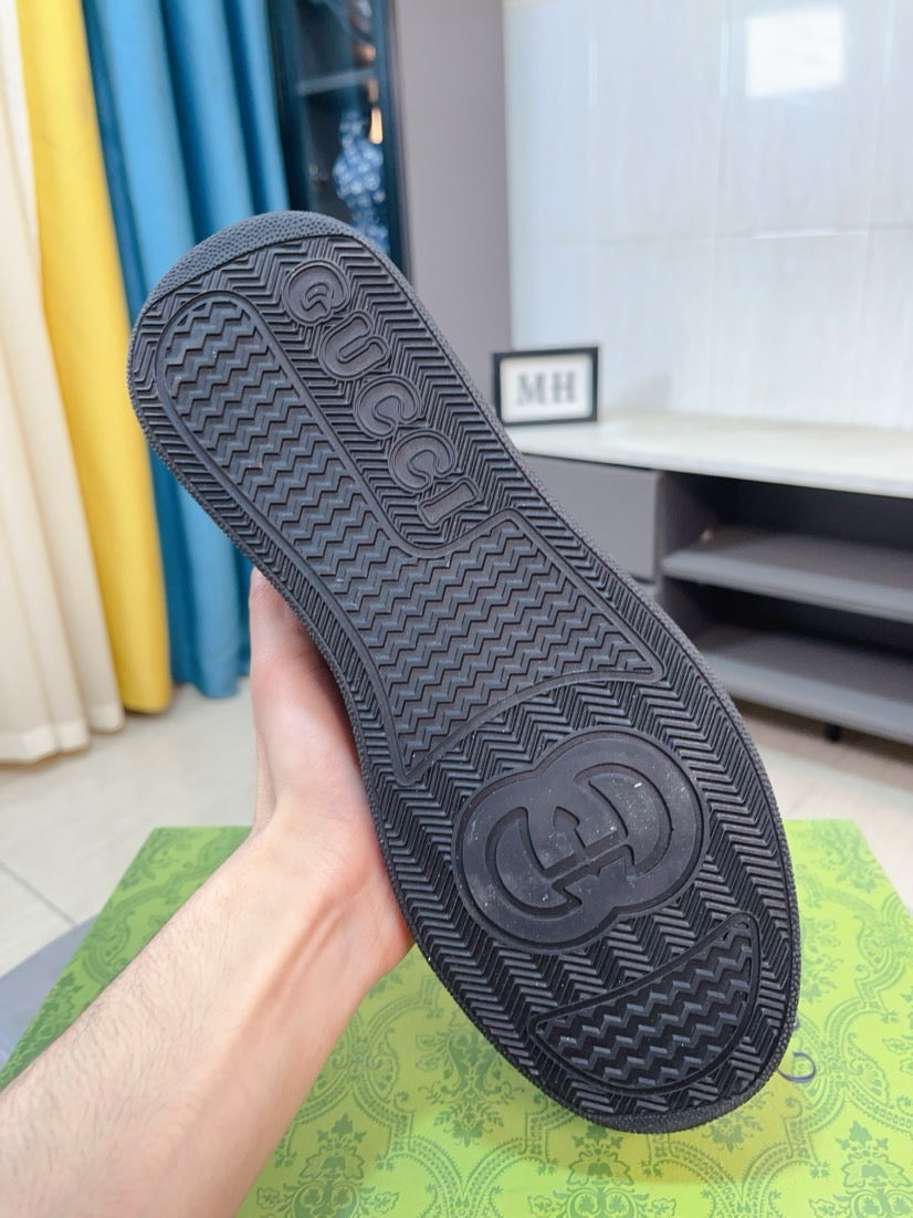 GG Men's Platform Sneaker Black Brown Cowhide 523420