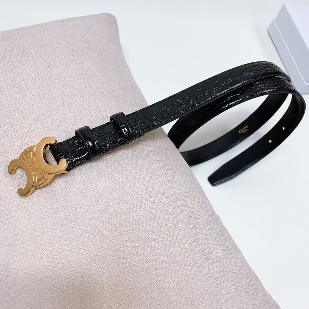 CEL 25mm Triomphe Belt Black Alligator Leather 176670