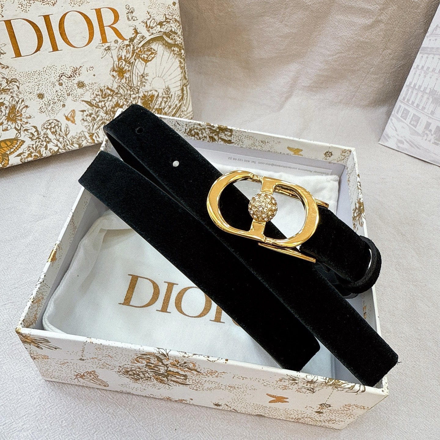 Dior Montaigne Belt 20mm Suede Leather 195312