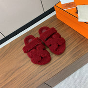 HM Chypre Sandal In Red Lamb Wool 984177