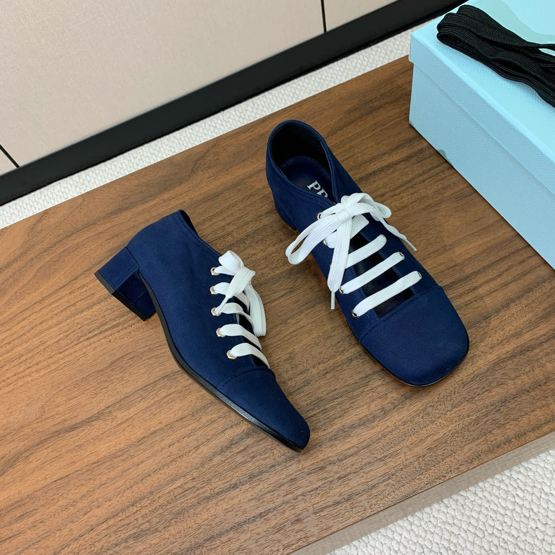 PRA 26S Chunky Heeled 40 Dark Blue Canvas 606370
