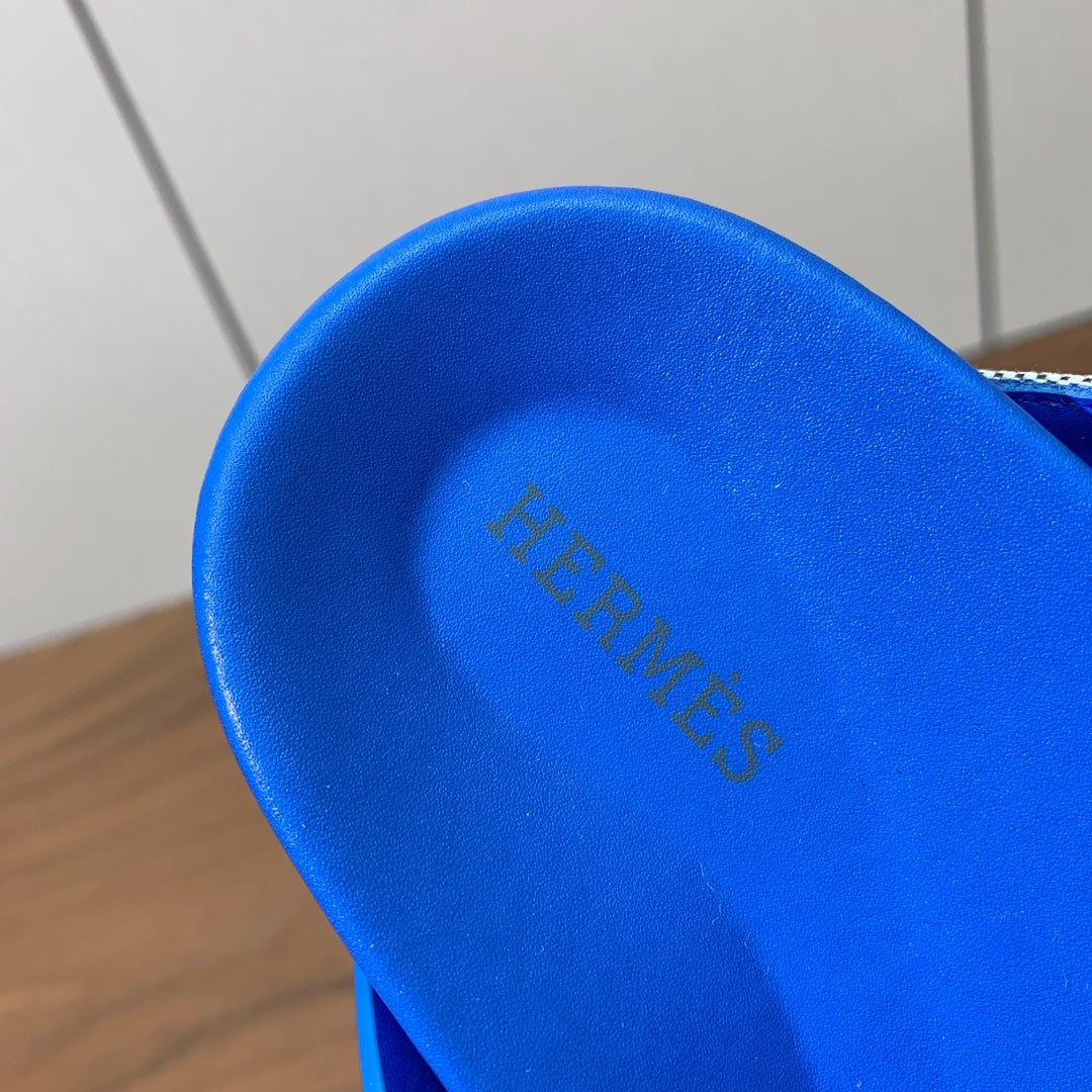 HM Kazimir Sandal Blue Gray Farbic Calfskin 293982