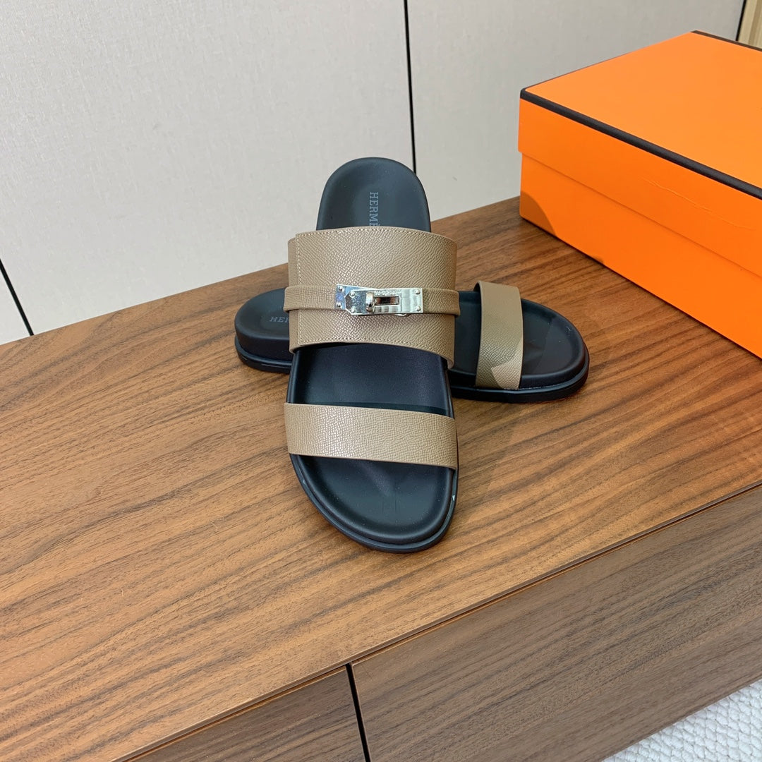 HM Jackson Sandal Beige Black Cowhide 294060