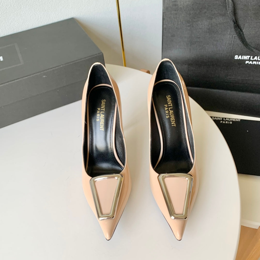 SL TRIANGLE BASIC HIGH HEELS BISQUE CALFSKIN