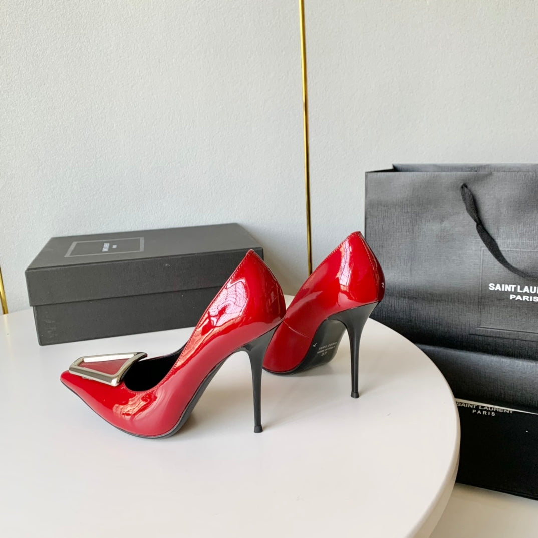 SL TRIANGLE BASIC HIGH HEELS RED CALFSKIN