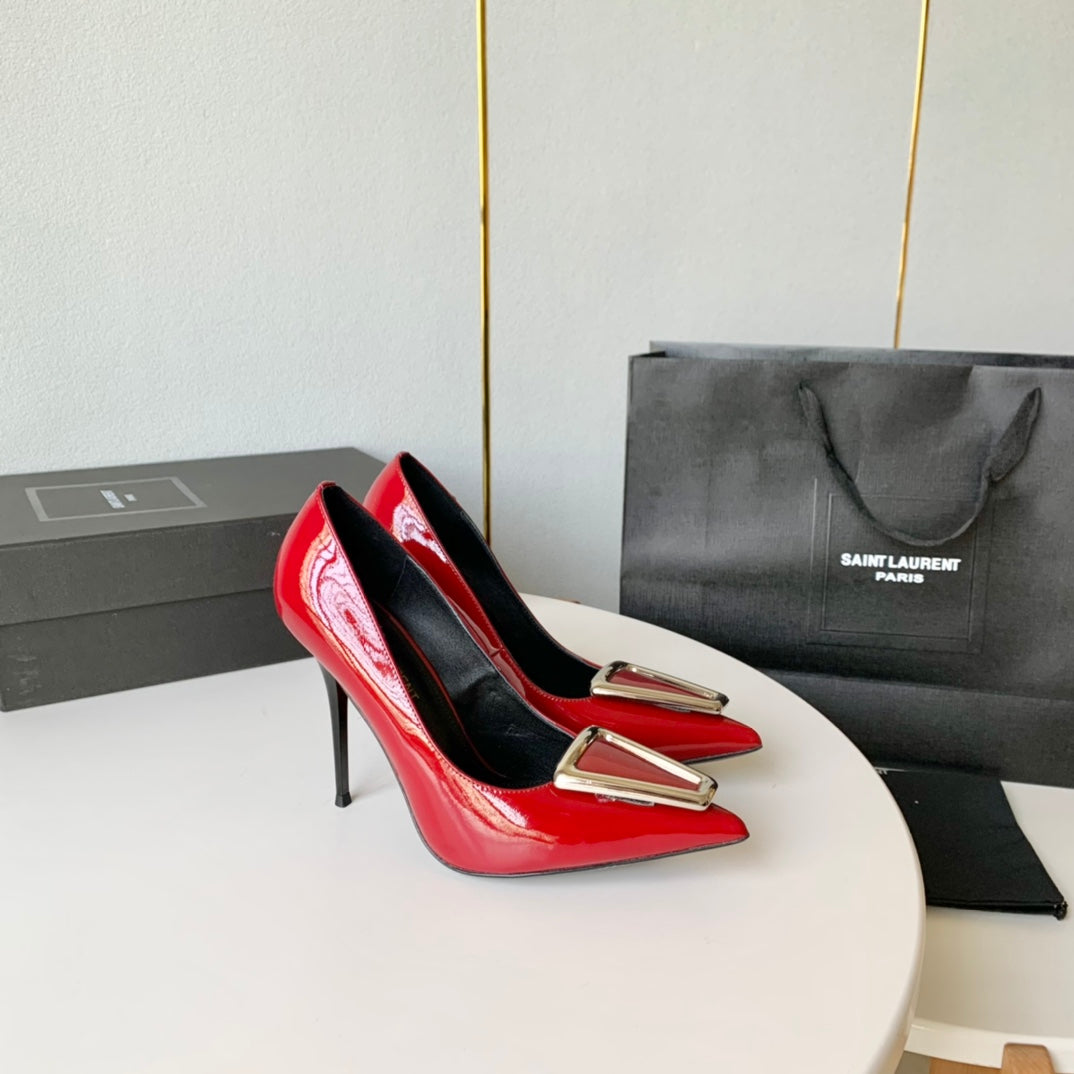 SL TRIANGLE BASIC HIGH HEELS RED CALFSKIN