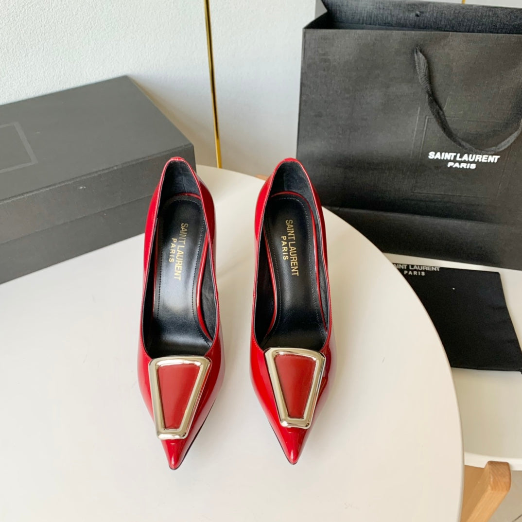 SL TRIANGLE BASIC HIGH HEELS RED CALFSKIN