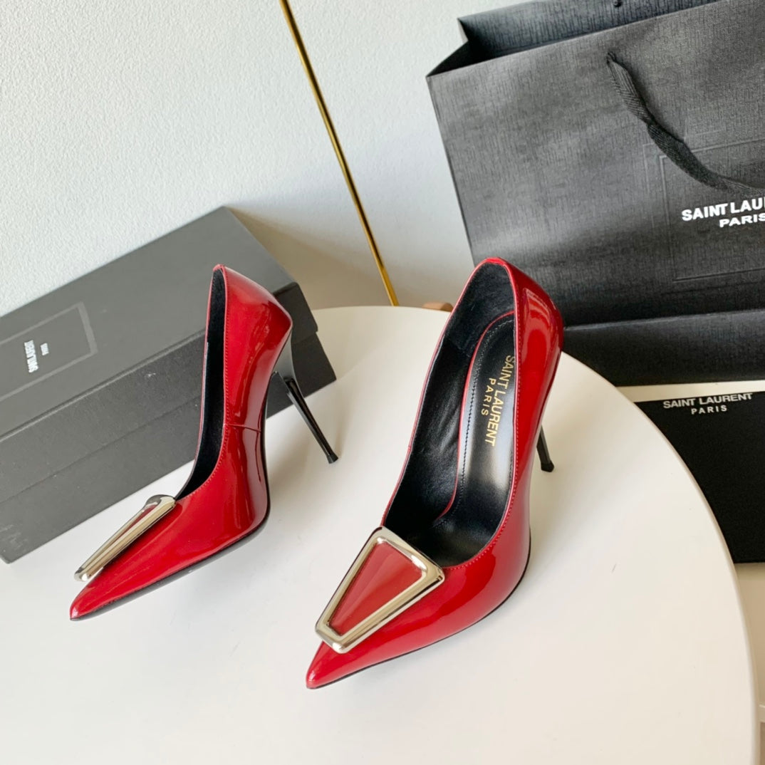 SL TRIANGLE BASIC HIGH HEELS RED CALFSKIN