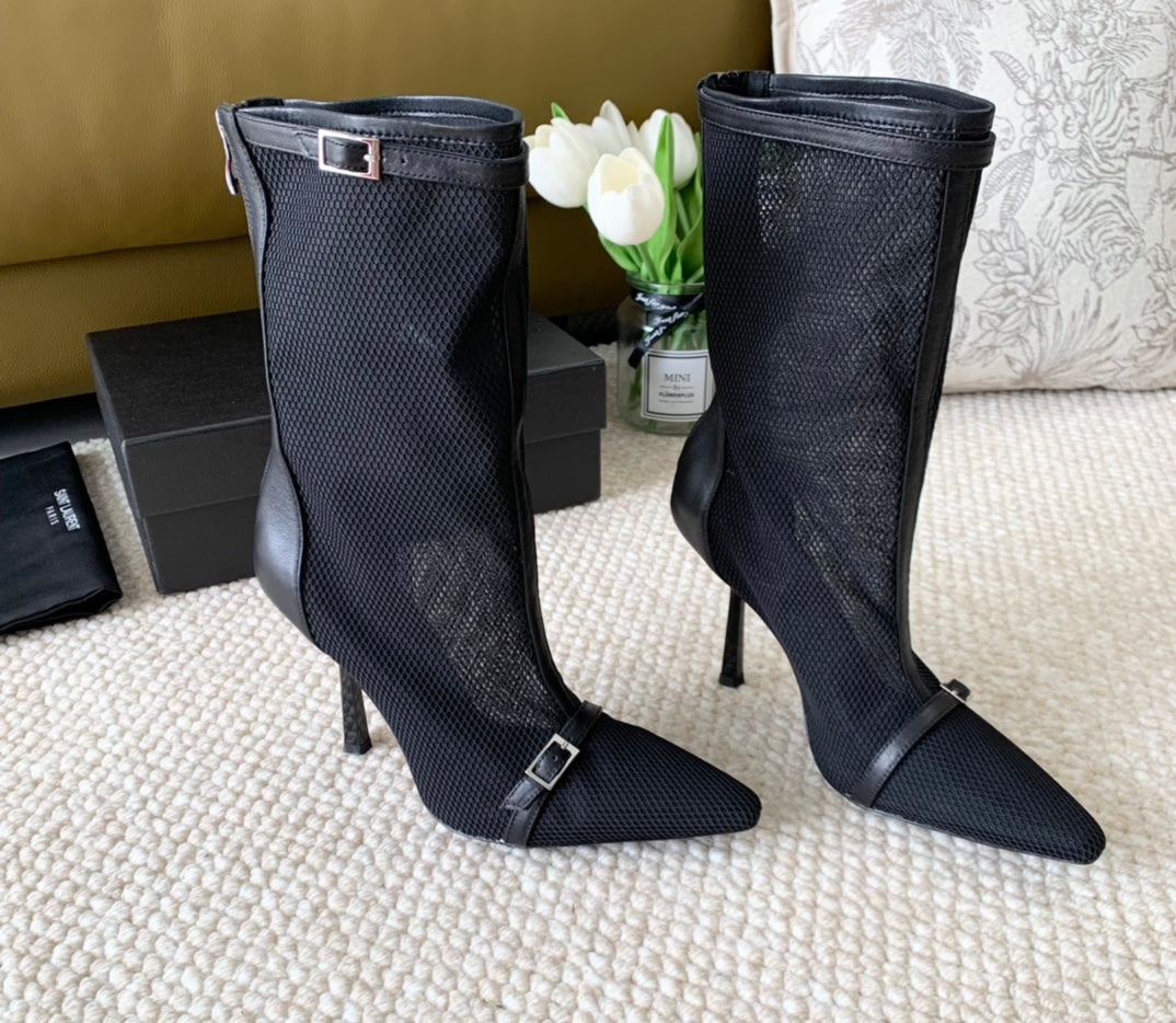 SL OXALIS BOOTIES IN BLACK MESH