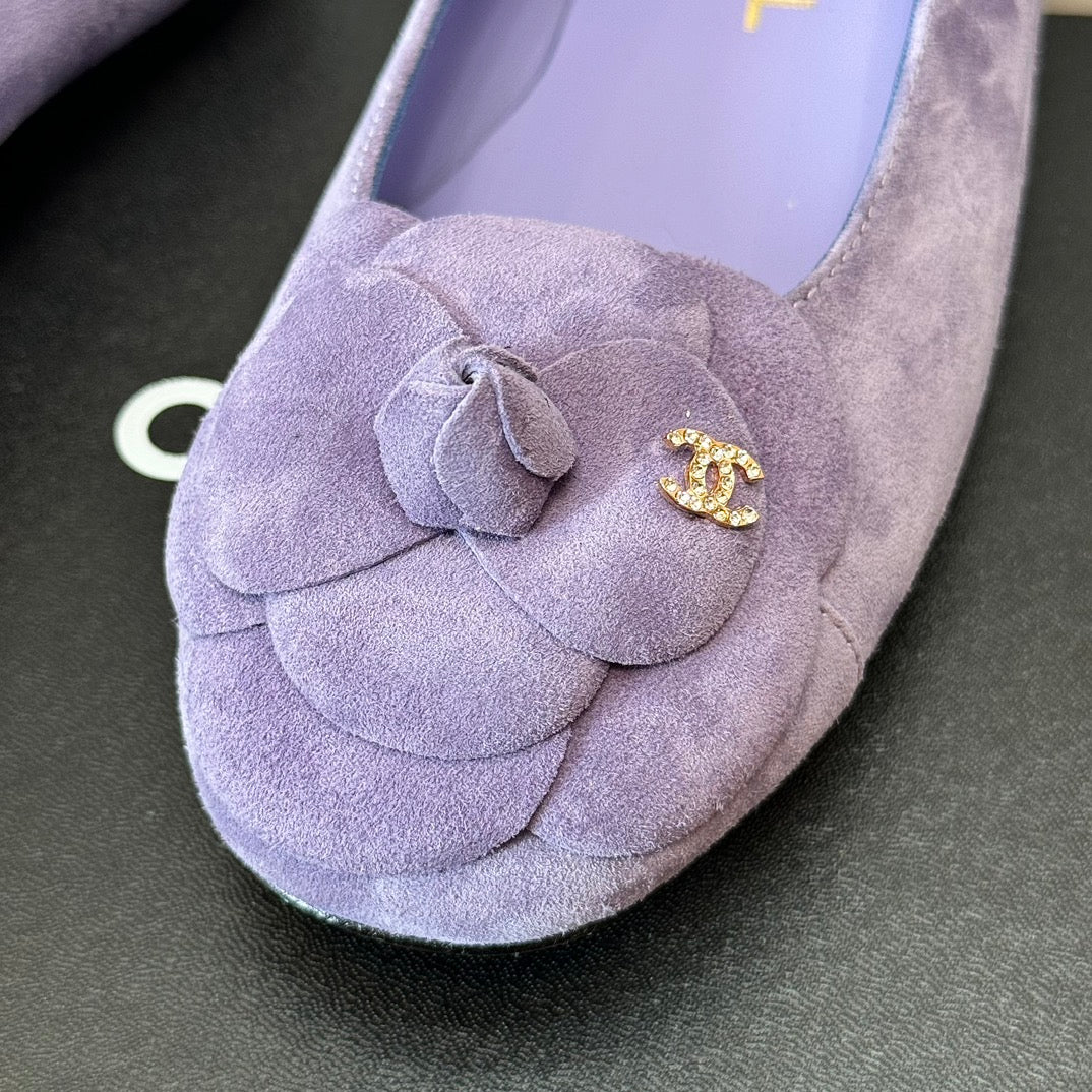 CC Ballet Flats Light Purple With Camellia Light Purple Suede
