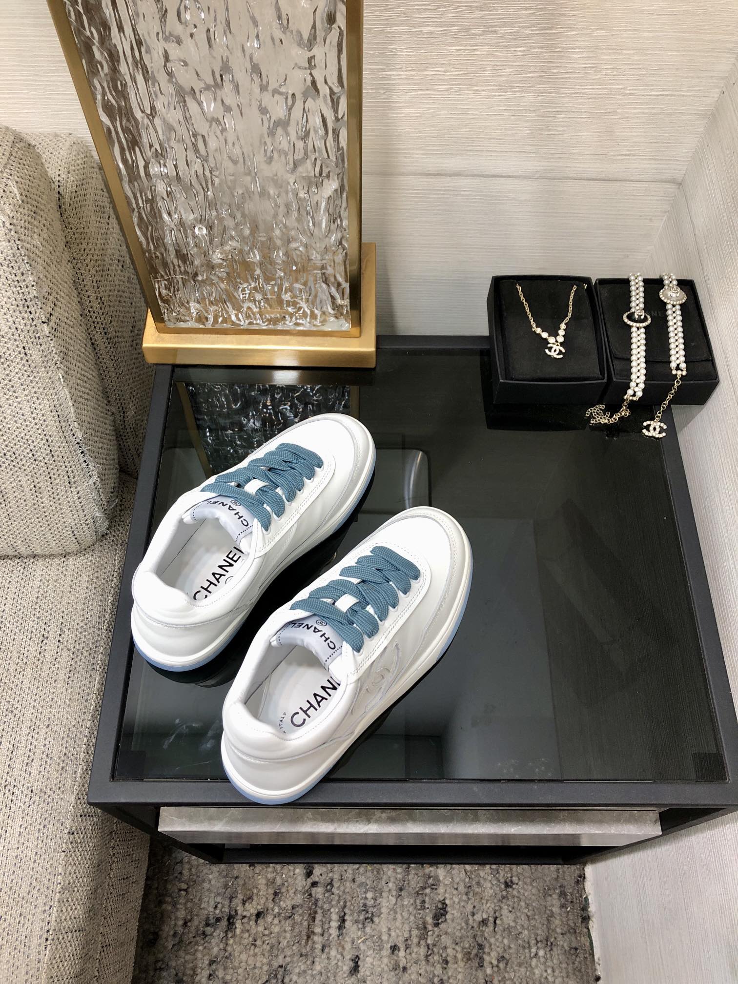 CC Sneaker Blue Mix White Cowhide