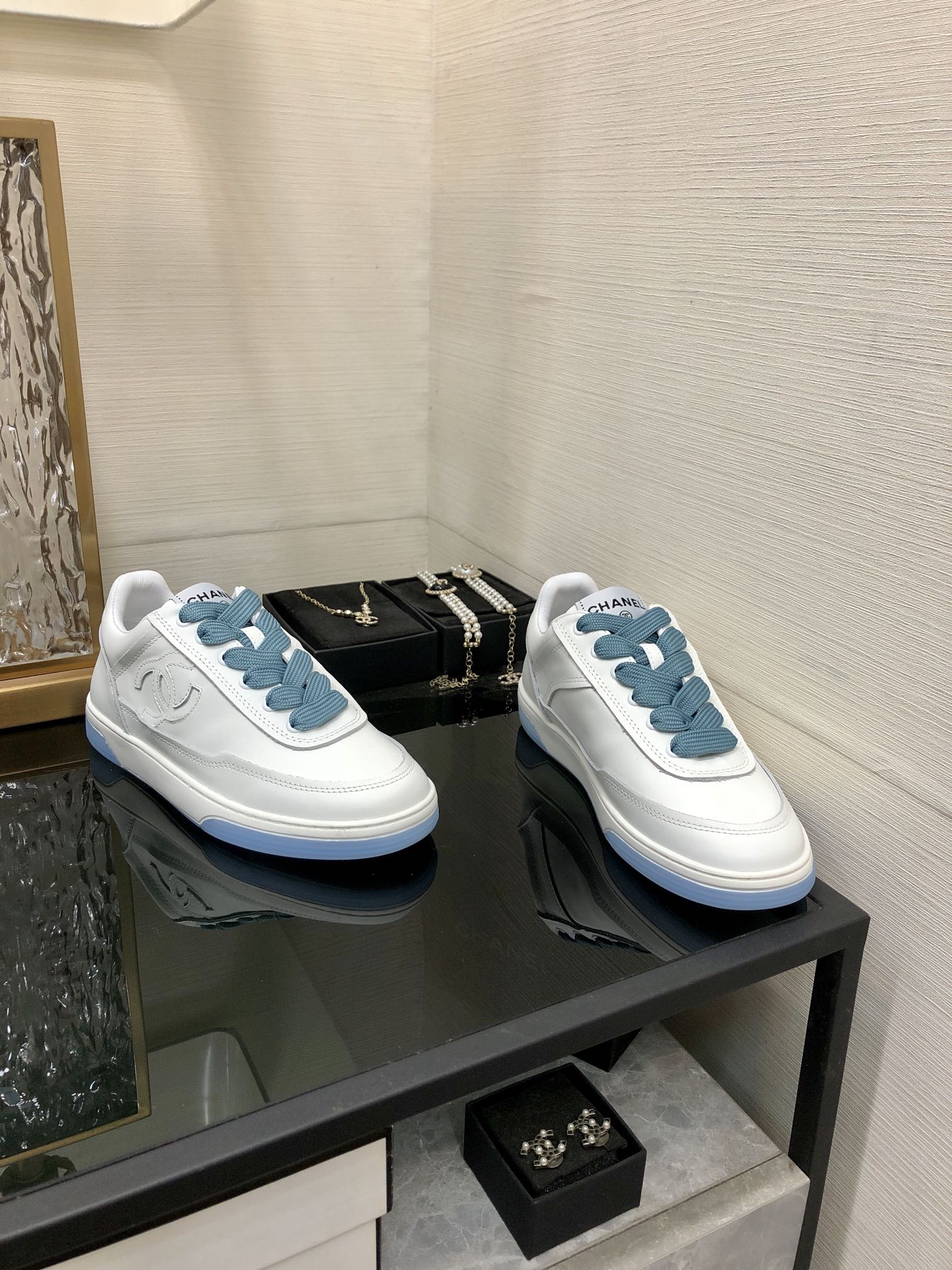 CC Sneaker Blue Mix White Cowhide