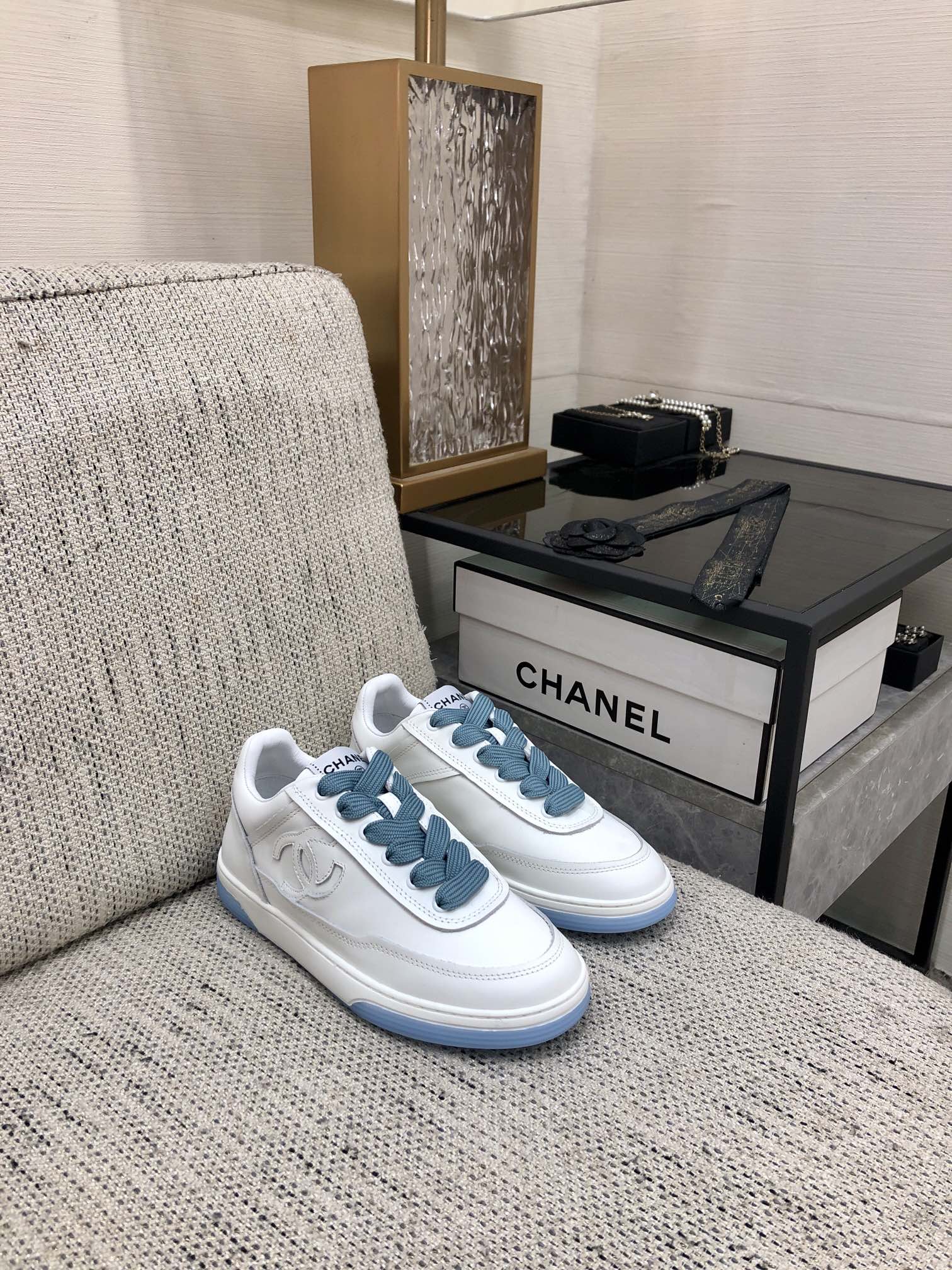 CC Sneaker Blue Mix White Cowhide
