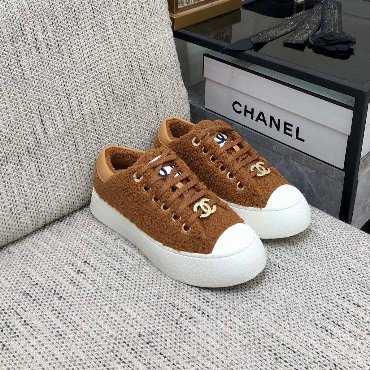 CC Low Sneaker Brown Yellow Wool