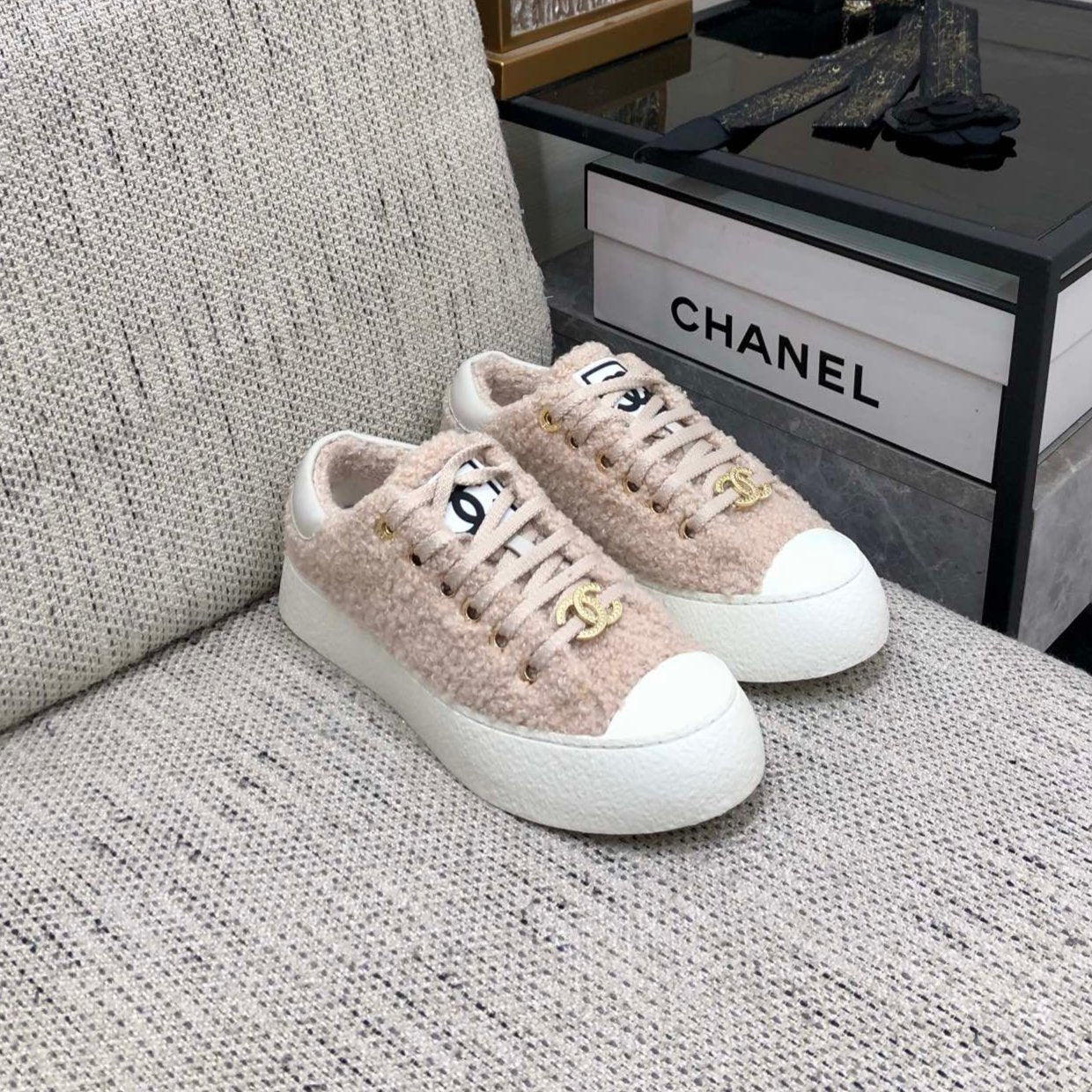 CC Low Sneaker Beige Wool