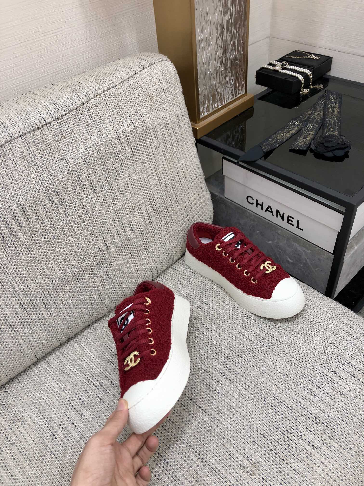 CC Low Sneaker Red Wool